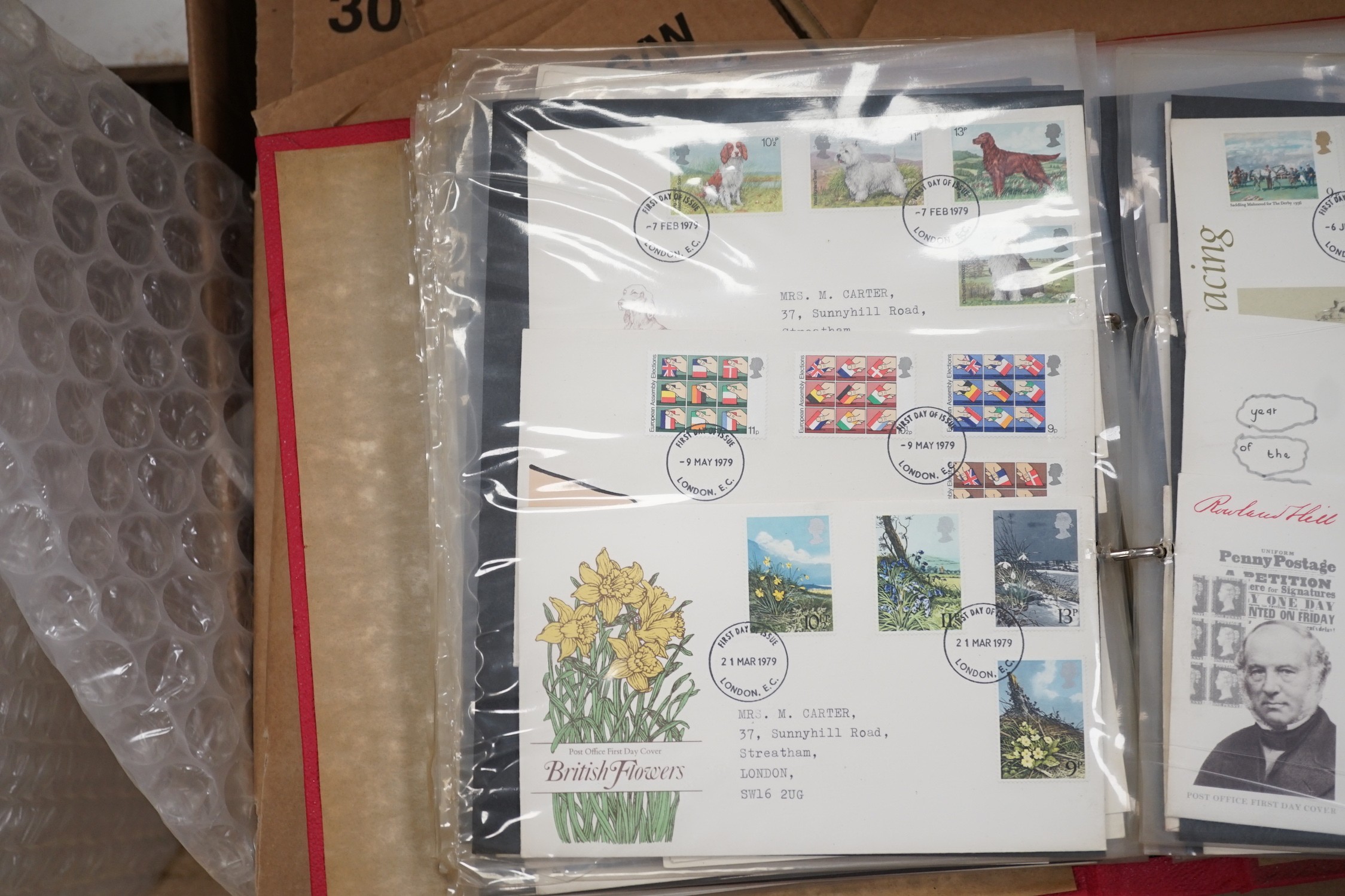 A box of first day covers